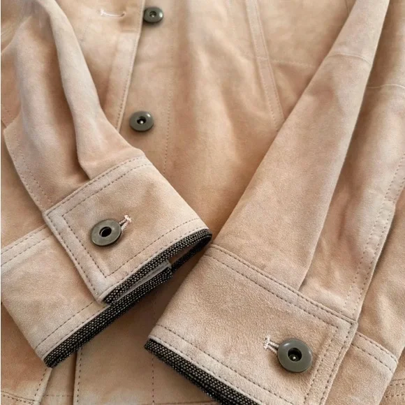 Men's Beige Suede Shirt Jacket